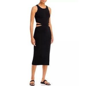 NWT Lucy Paris Cutout Women’s Midi BLACK Knit Dress Size US Small Bloomingdale's